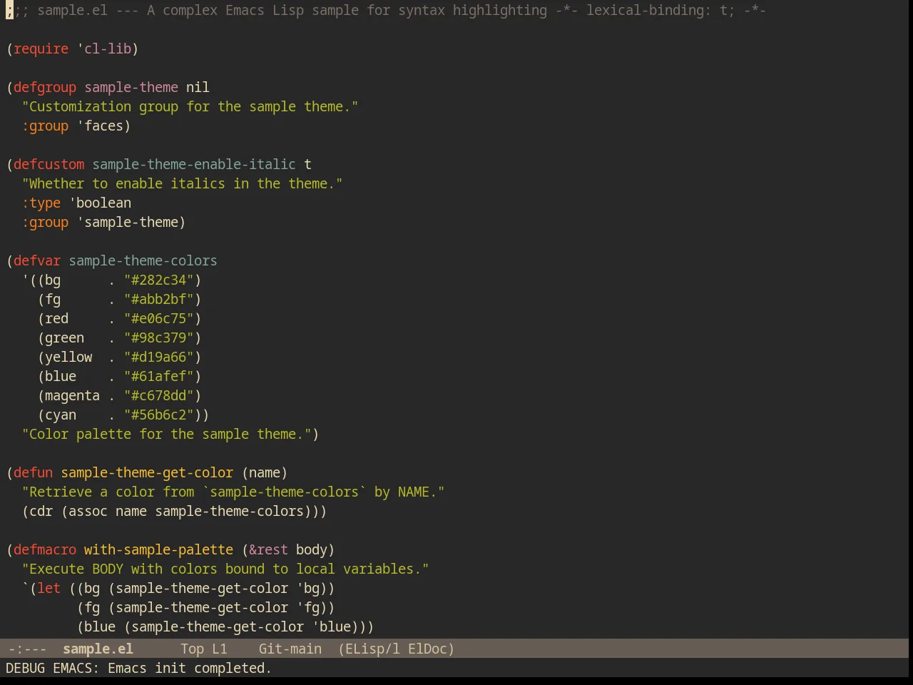 Gruvbox Theme in emacs-lisp-mode