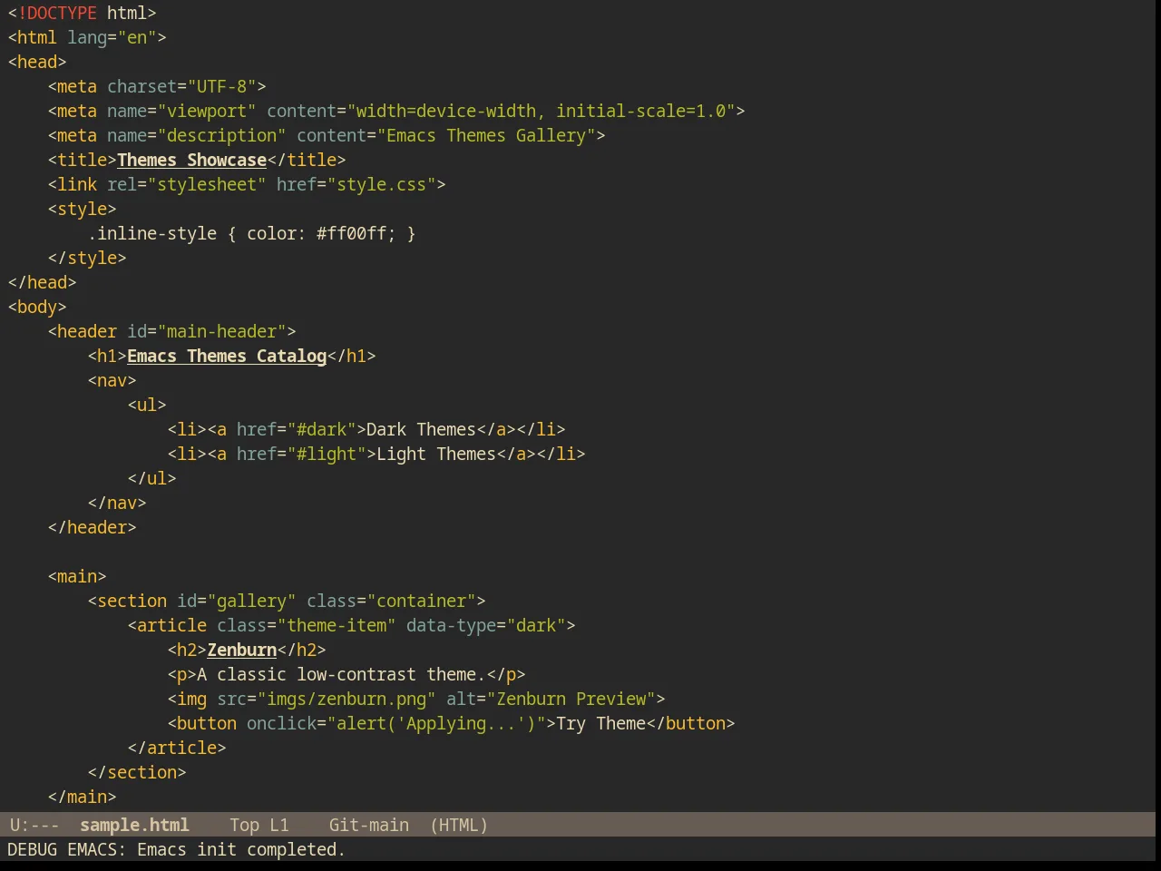 Gruvbox Theme in html-mode