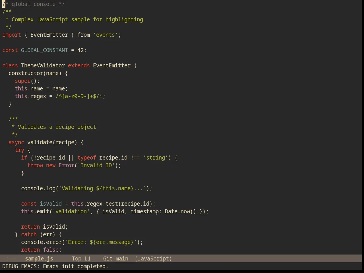 Gruvbox Theme in javascript-mode