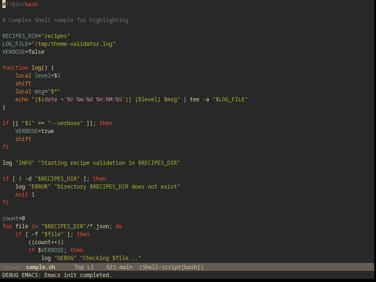 Gruvbox Theme in sh-mode