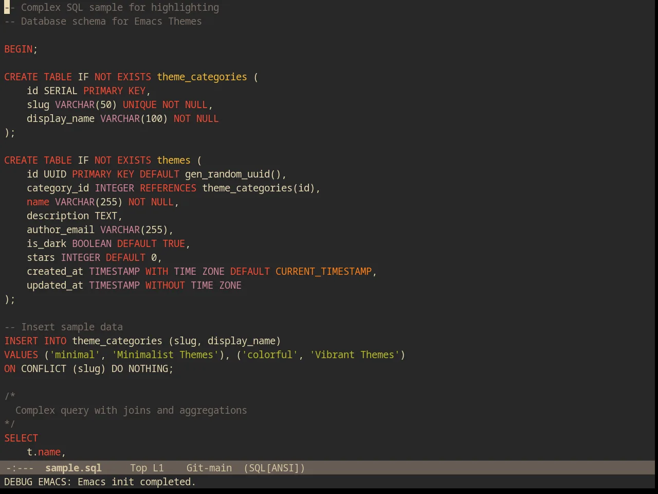 Gruvbox Theme in sql-mode