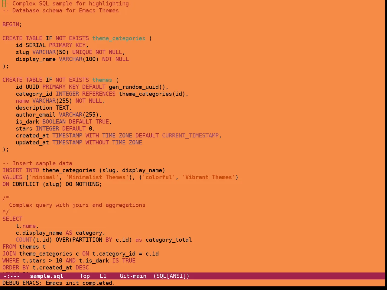 Guava Themes Acer Theme in sql-mode