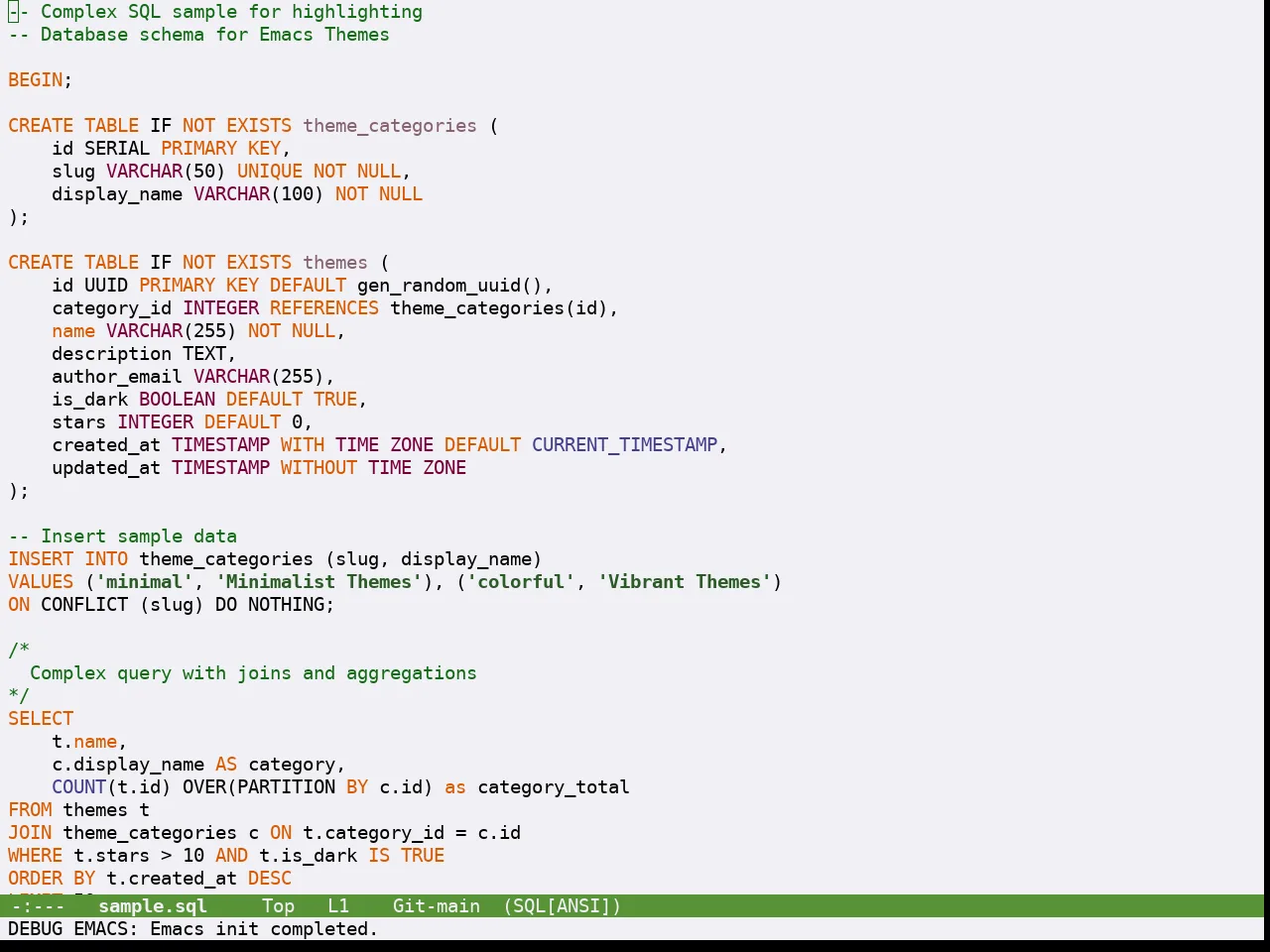 Guava Themes Citrus Theme in sql-mode