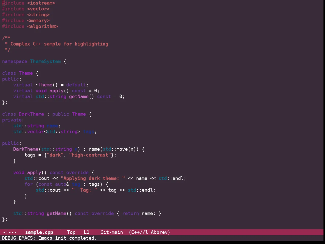 Guava Themes Cordyline Theme in c++-mode