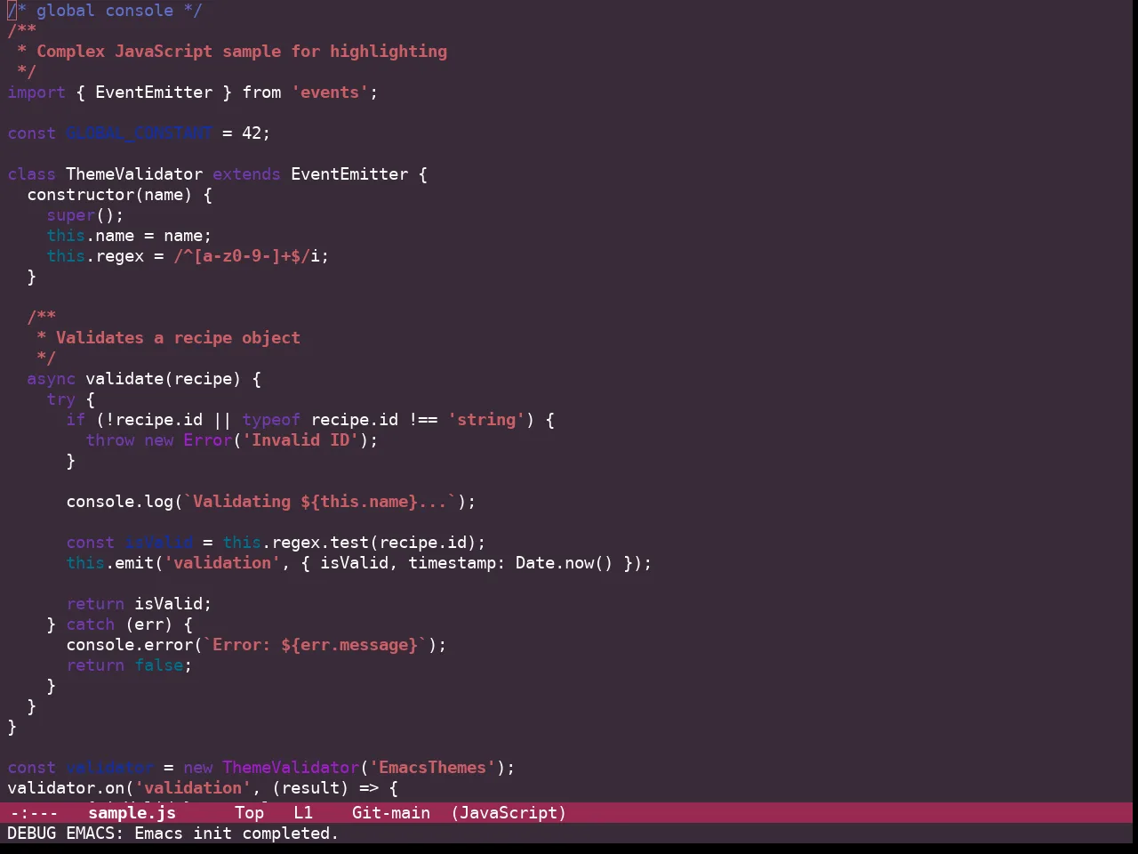 Guava Themes Cordyline Theme in javascript-mode