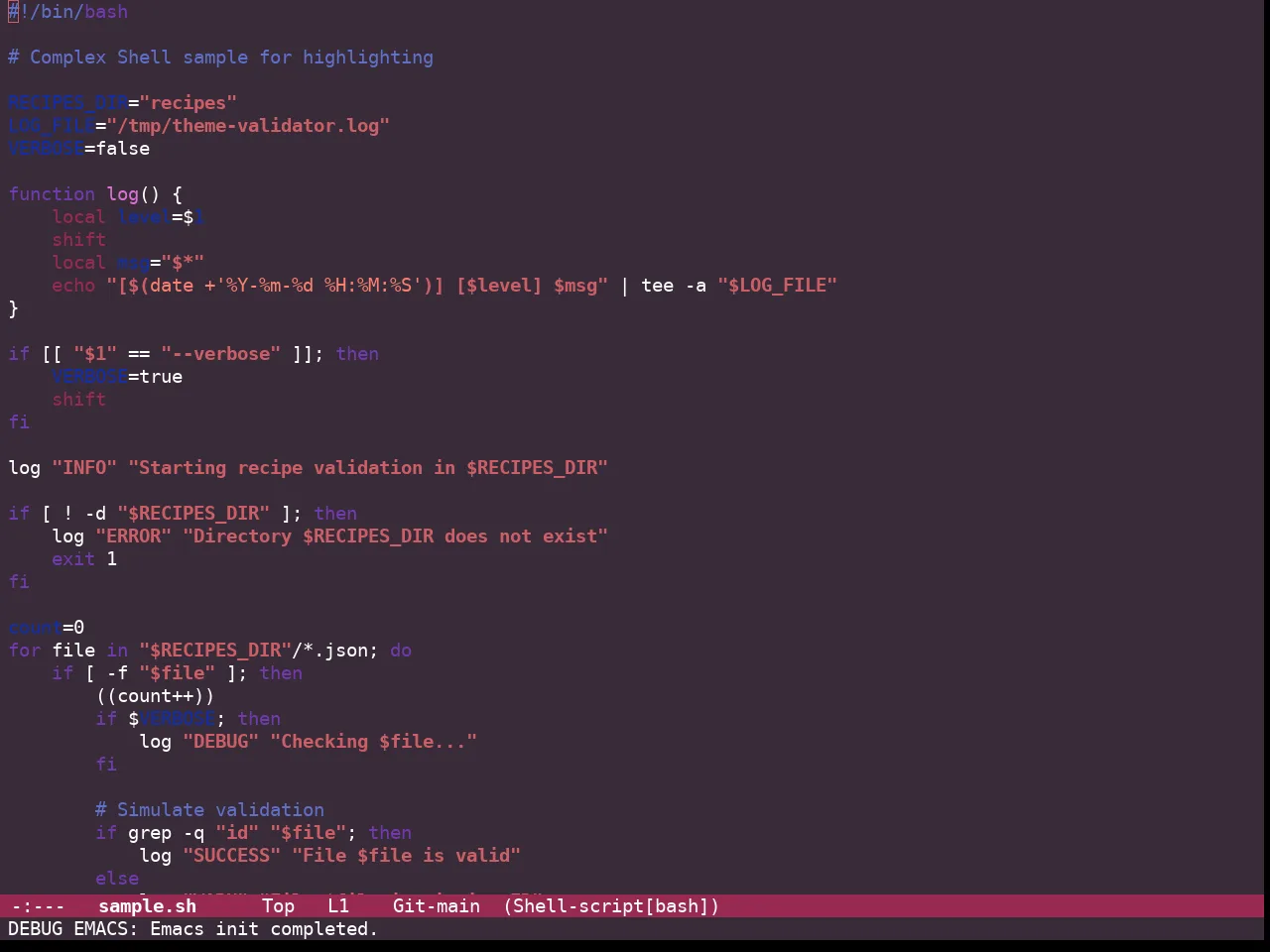 Guava Themes Cordyline Theme in sh-mode