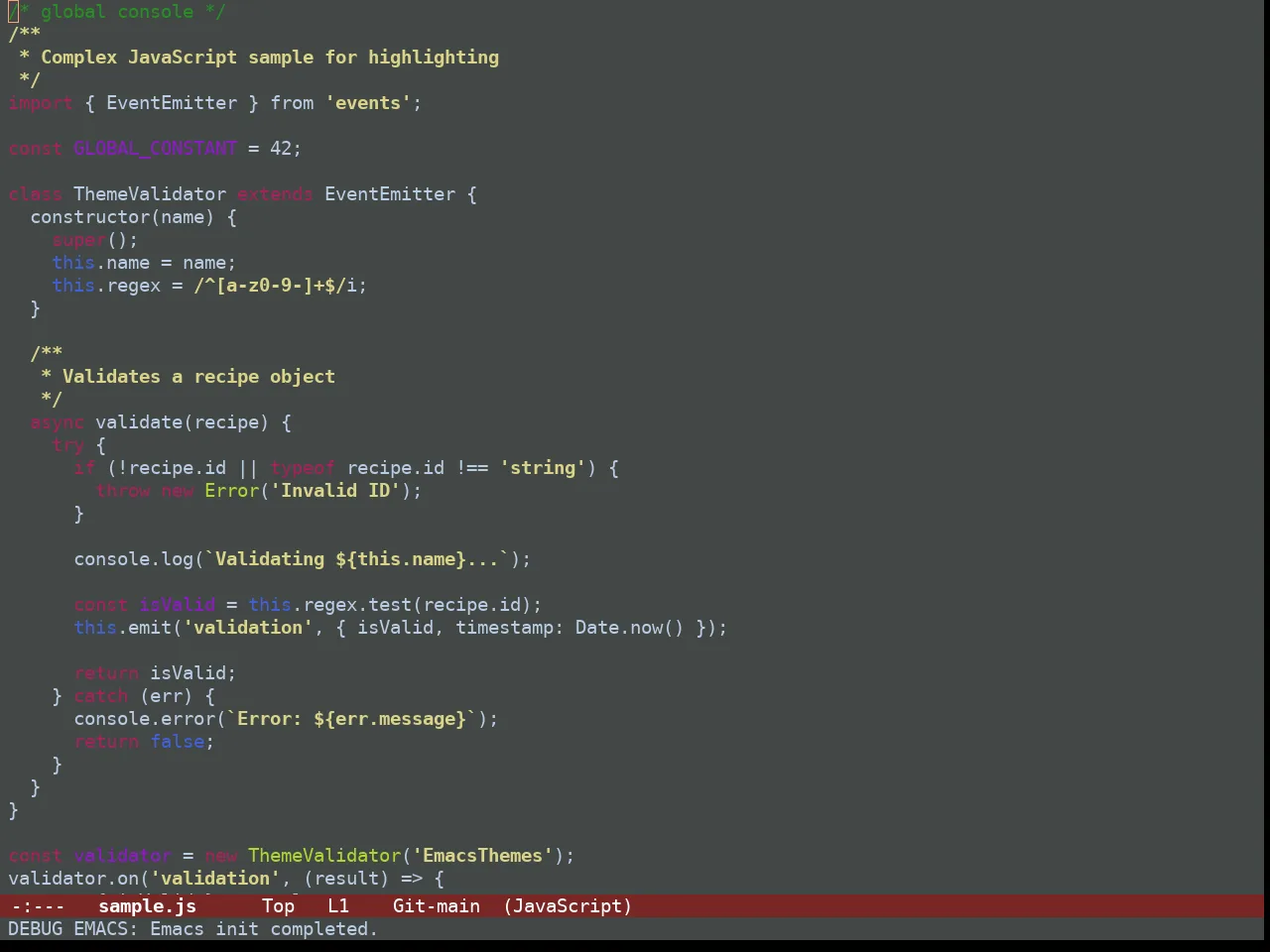 Guava Themes Dracaena Theme in javascript-mode
