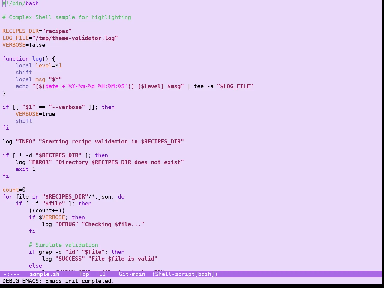 Guava Themes Jacaranda Theme in sh-mode