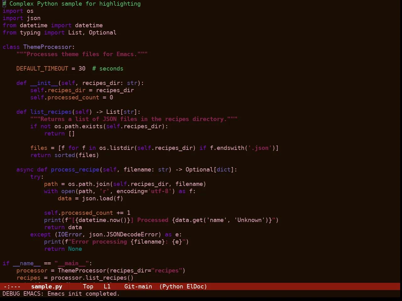 Guava Themes Prunus Theme in python-mode