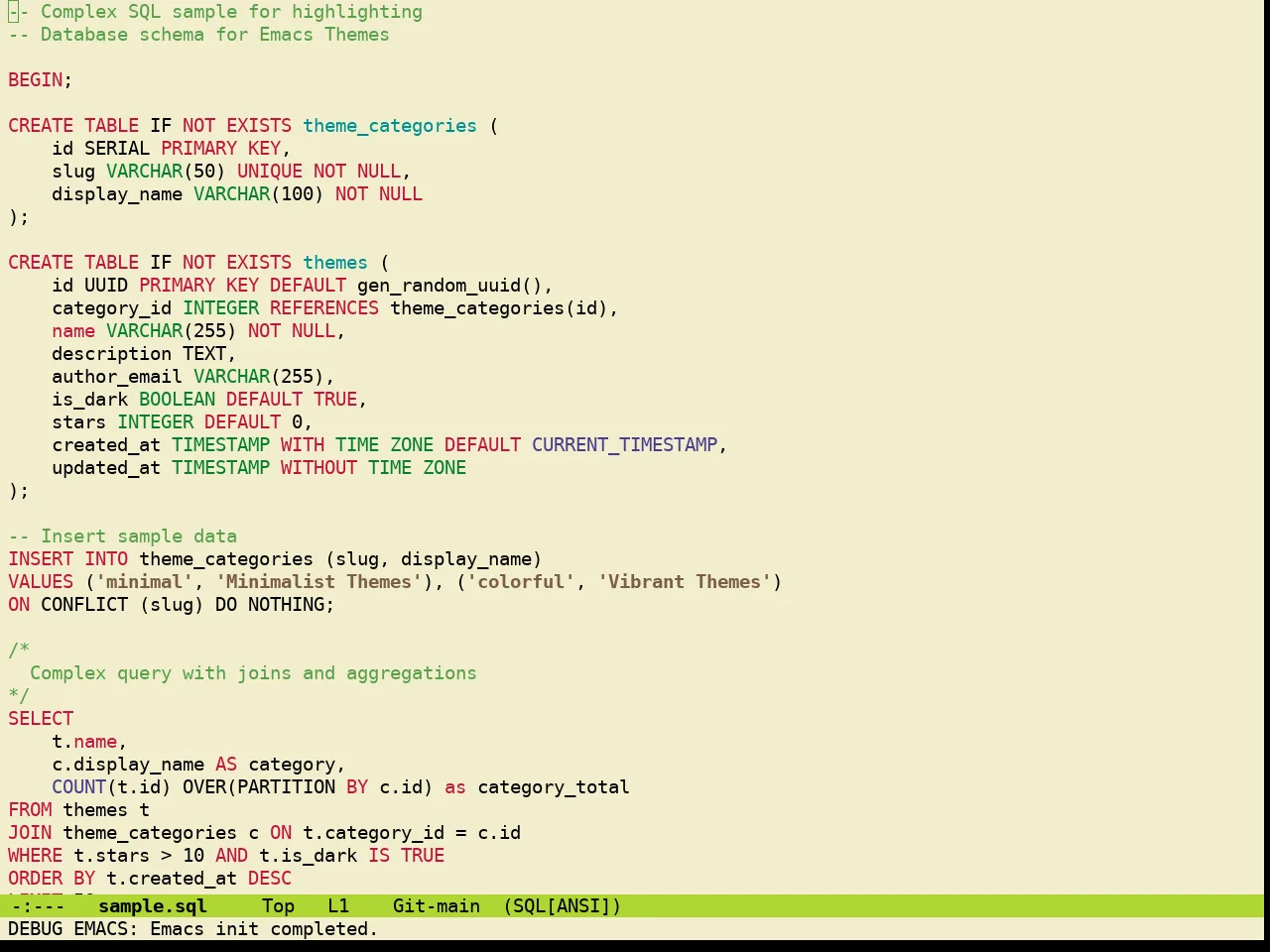 Guava Themes Psidium Theme in sql-mode