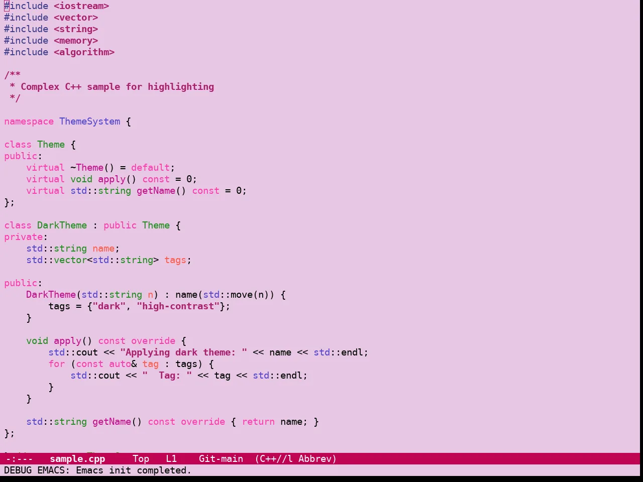 Guava Themes Rhododendron Theme in c++-mode