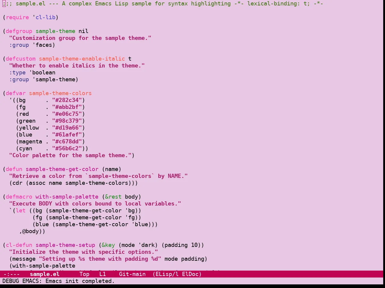 Guava Themes Rhododendron Theme in emacs-lisp-mode