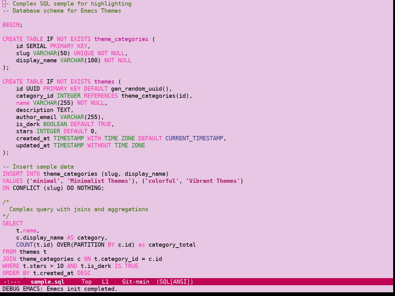 Guava Themes Rhododendron Theme in sql-mode