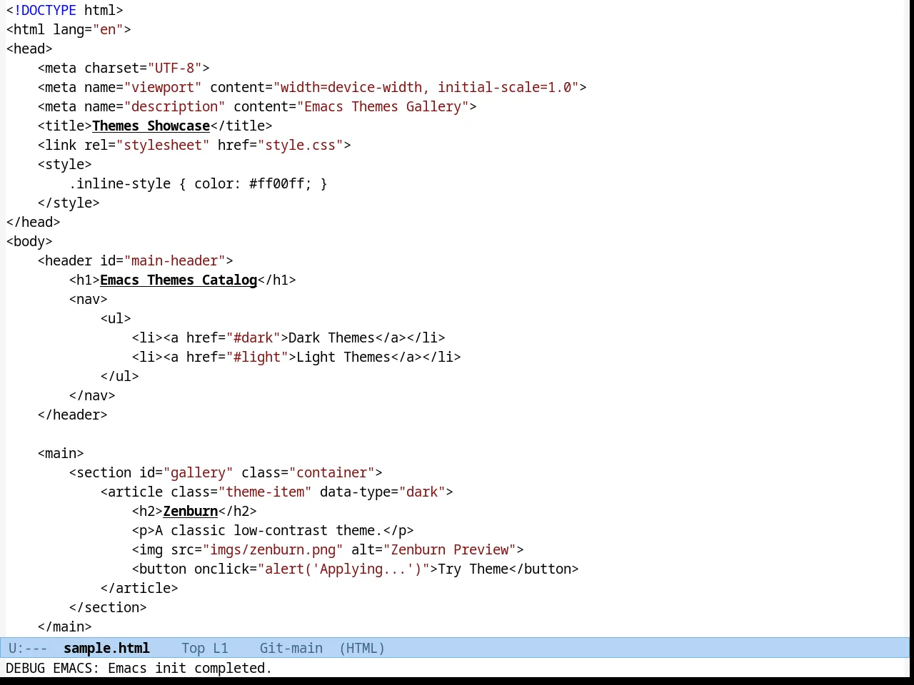 Habamax Theme in html-mode