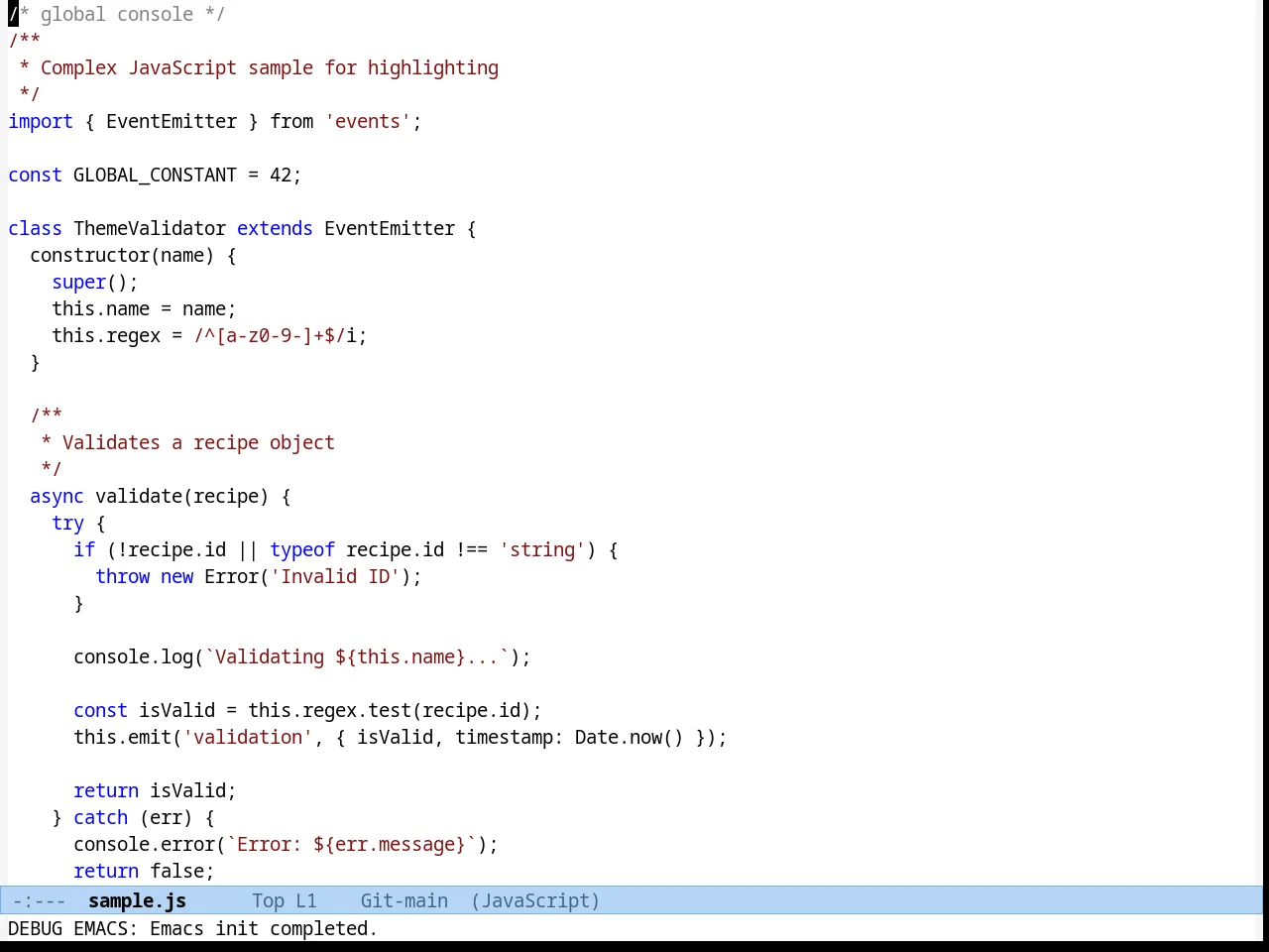 Habamax Theme in javascript-mode