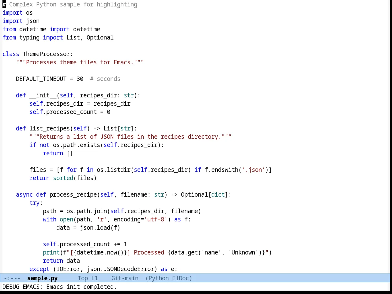 Habamax Theme in python-mode