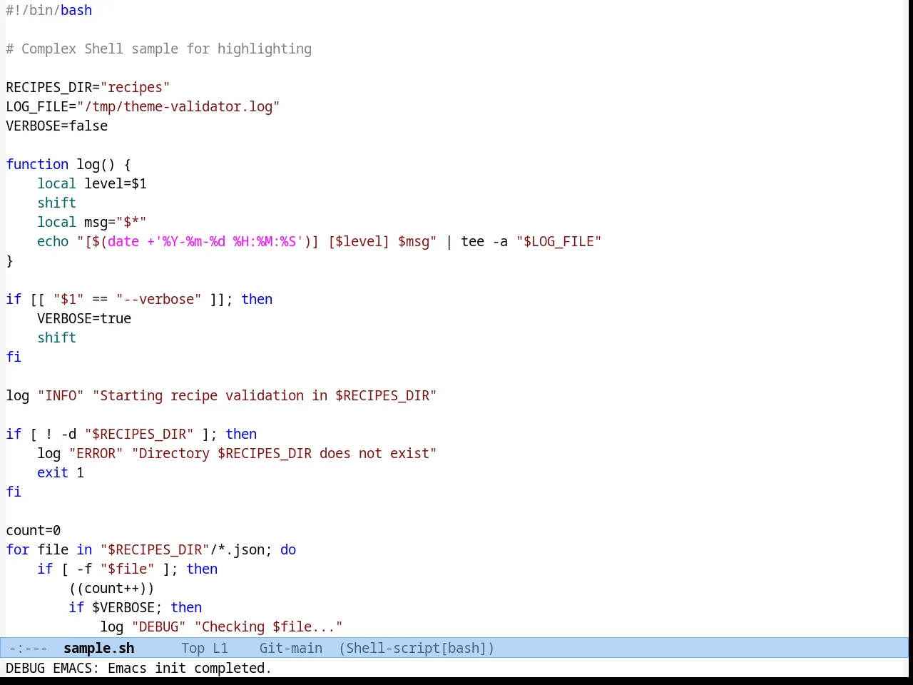 Habamax Theme in sh-mode