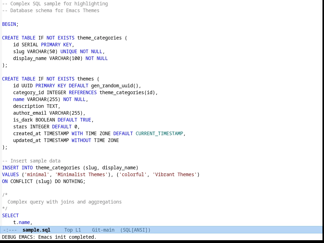Habamax Theme in sql-mode