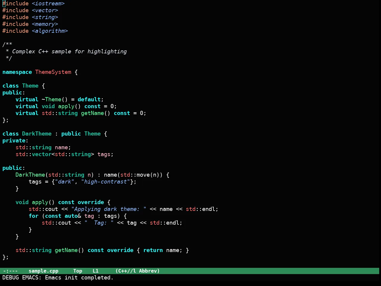 Haki Theme in c++-mode