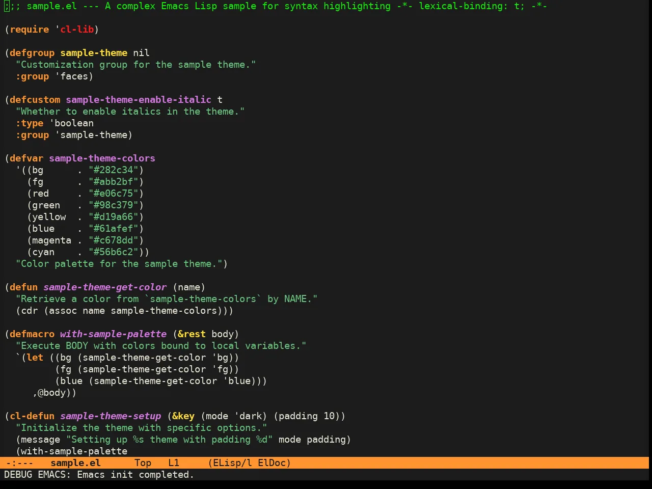 Halloweenie Theme in emacs-lisp-mode