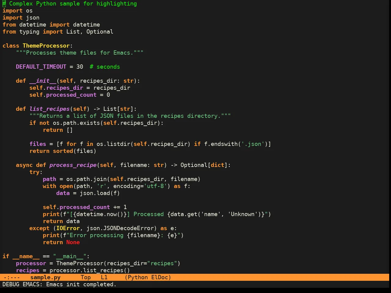Halloweenie Theme in python-mode