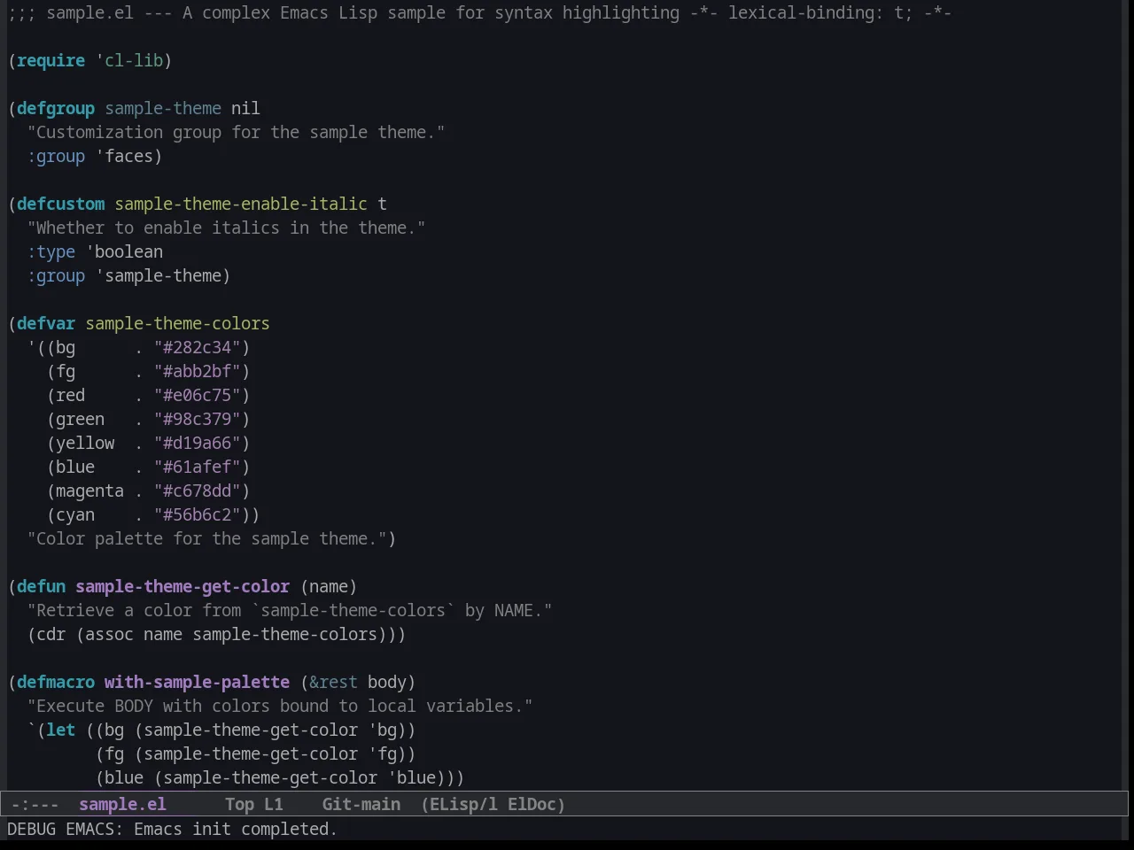 Hamburg Theme in emacs-lisp-mode