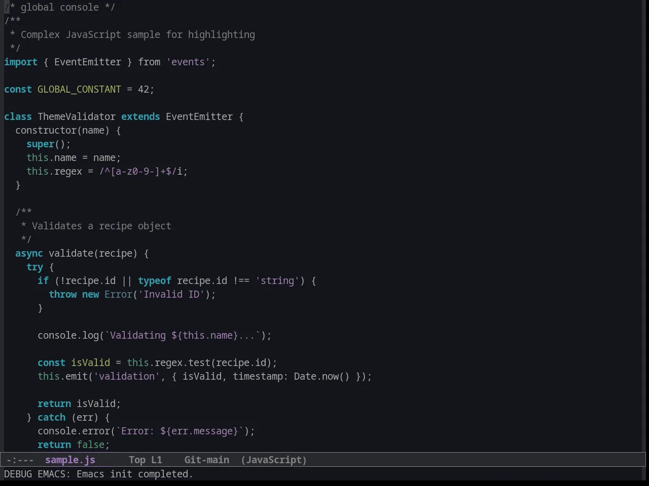 Hamburg Theme in javascript-mode