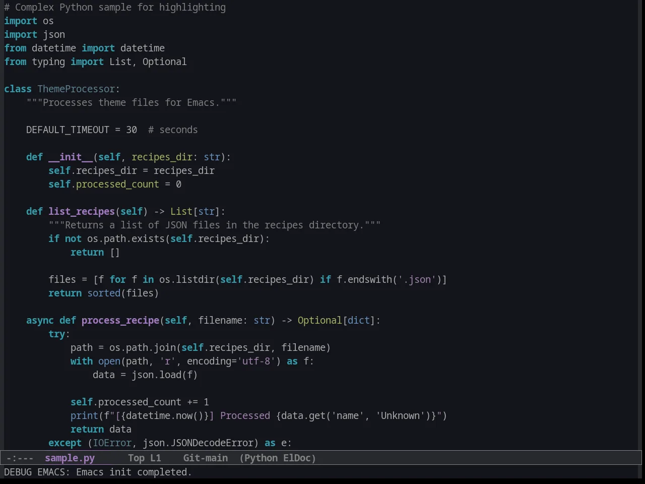 Hamburg Theme in python-mode