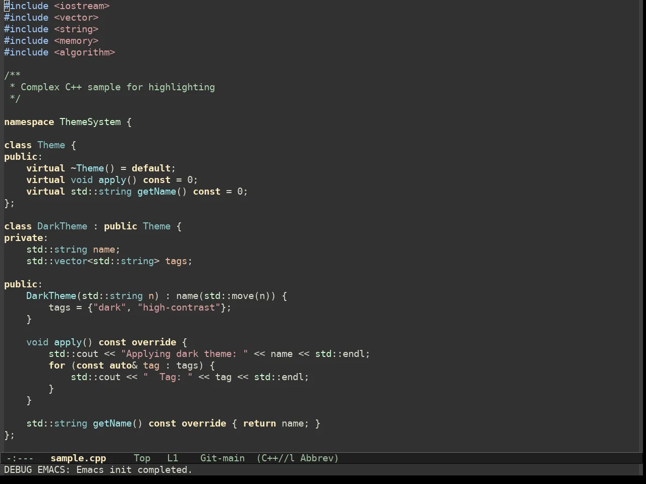 Hc Zenburn Theme in c++-mode