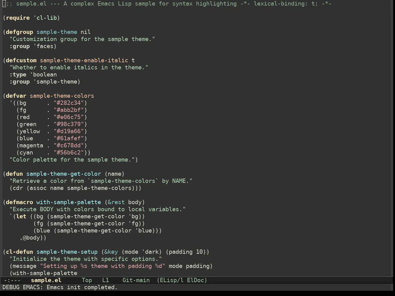 Hc Zenburn Theme in emacs-lisp-mode