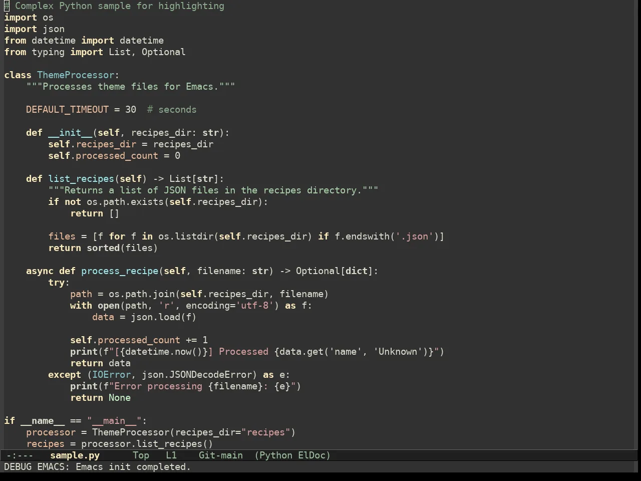 Hc Zenburn Theme in python-mode
