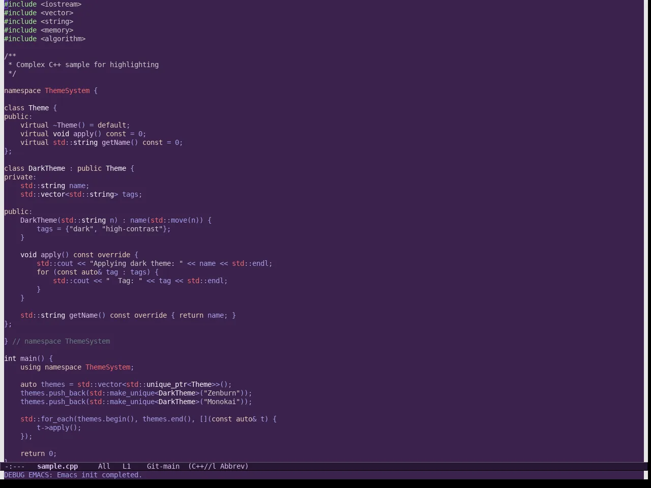 Helix Theme in c++-mode