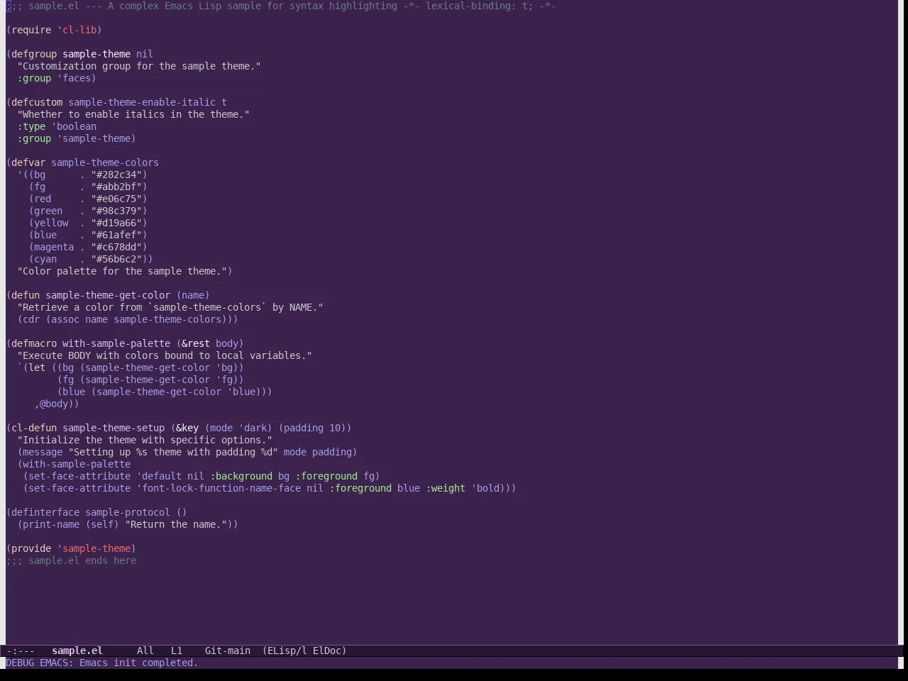 Helix Theme in emacs-lisp-mode