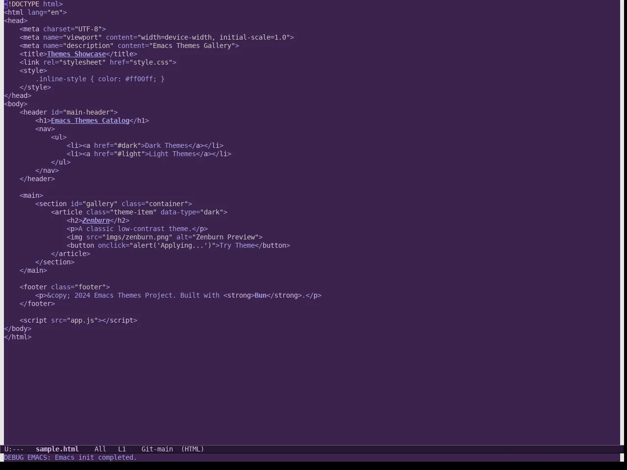 Helix Theme in html-mode