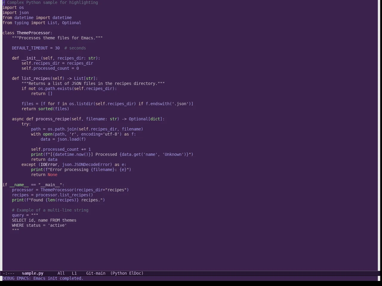 Helix Theme in python-mode