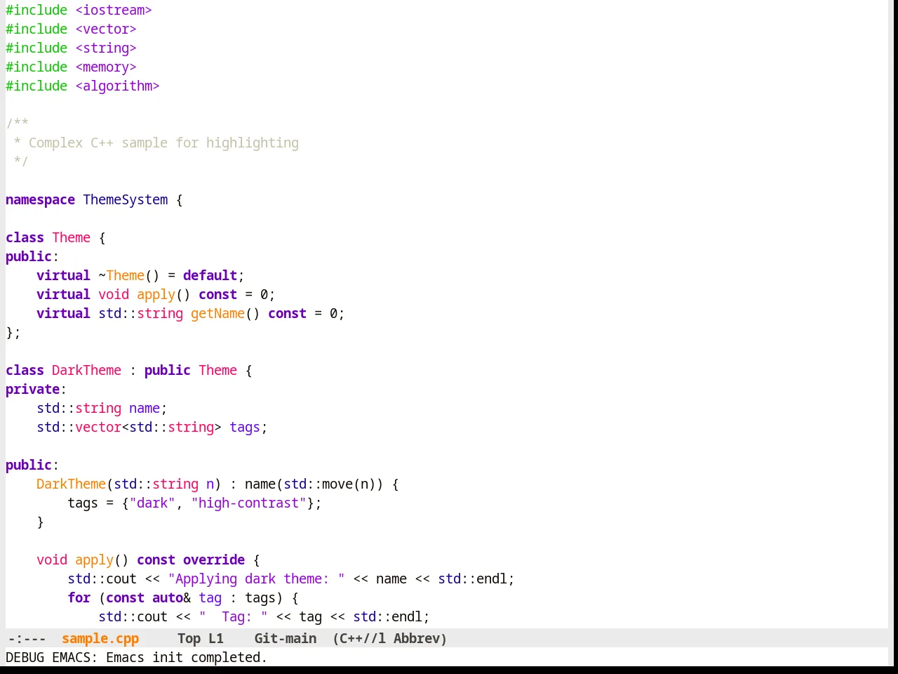 Hemera Theme in c++-mode