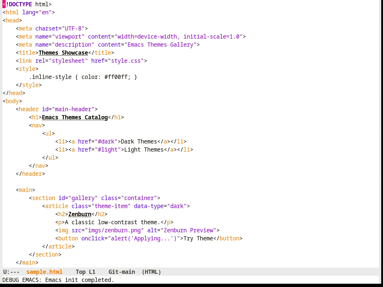 Hemera Theme in html-mode