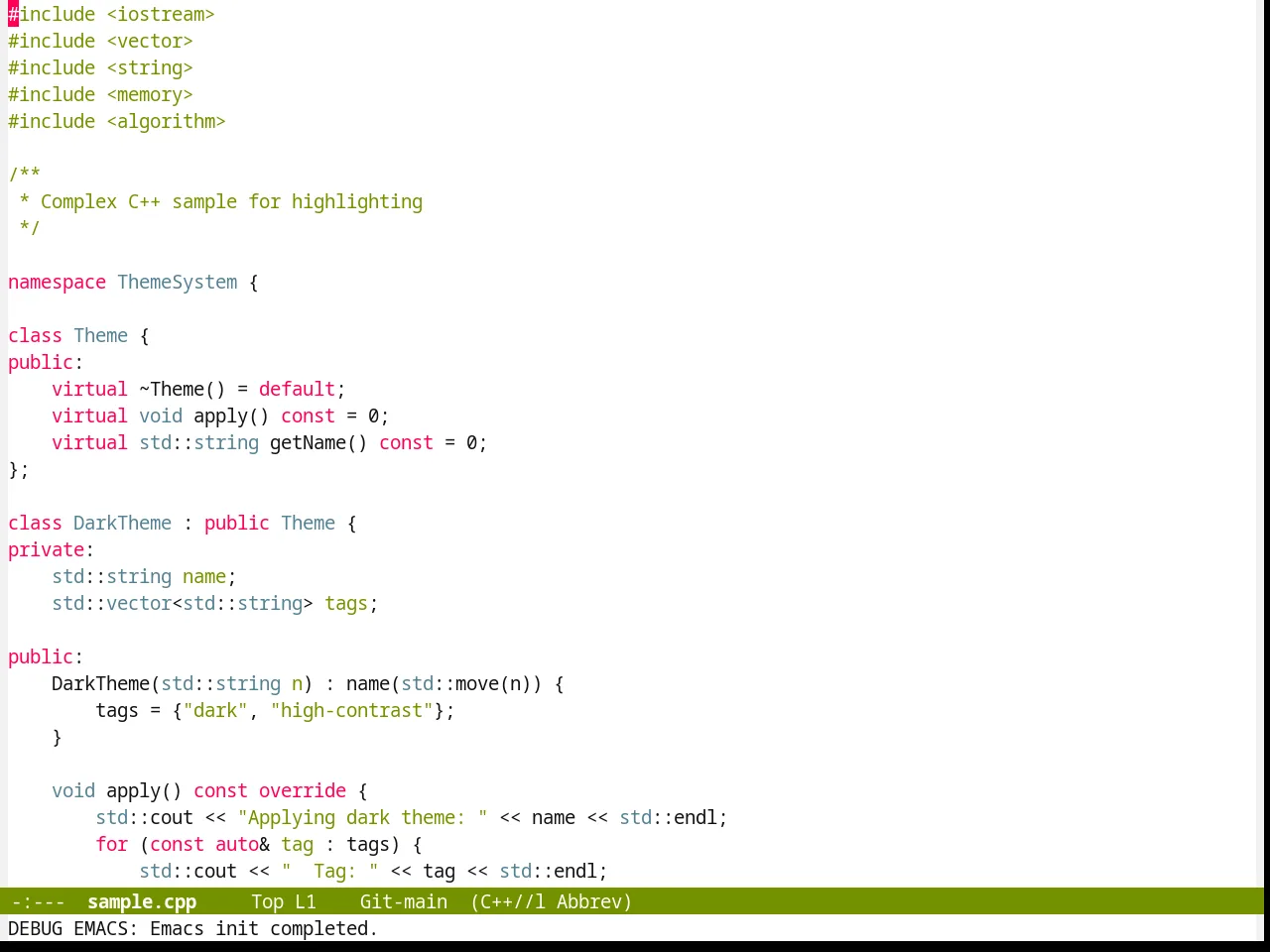 Hemisu Themes in c++-mode