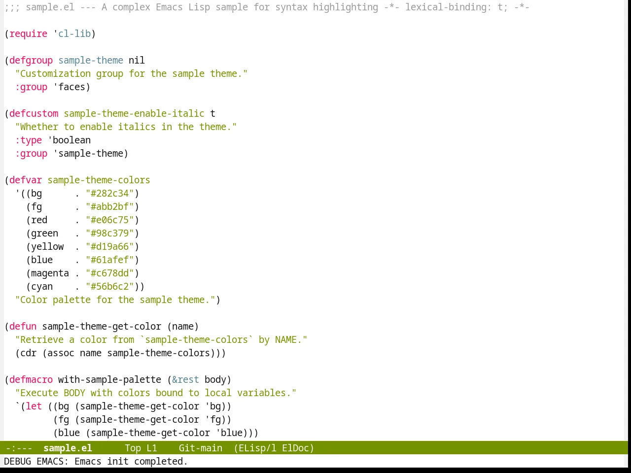 Hemisu Themes in emacs-lisp-mode