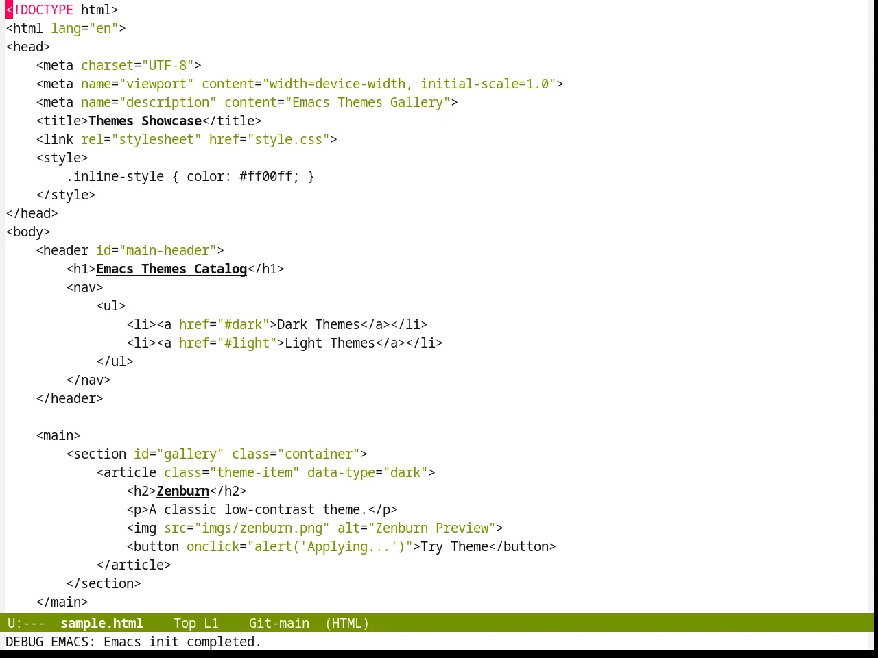 Hemisu Themes in html-mode
