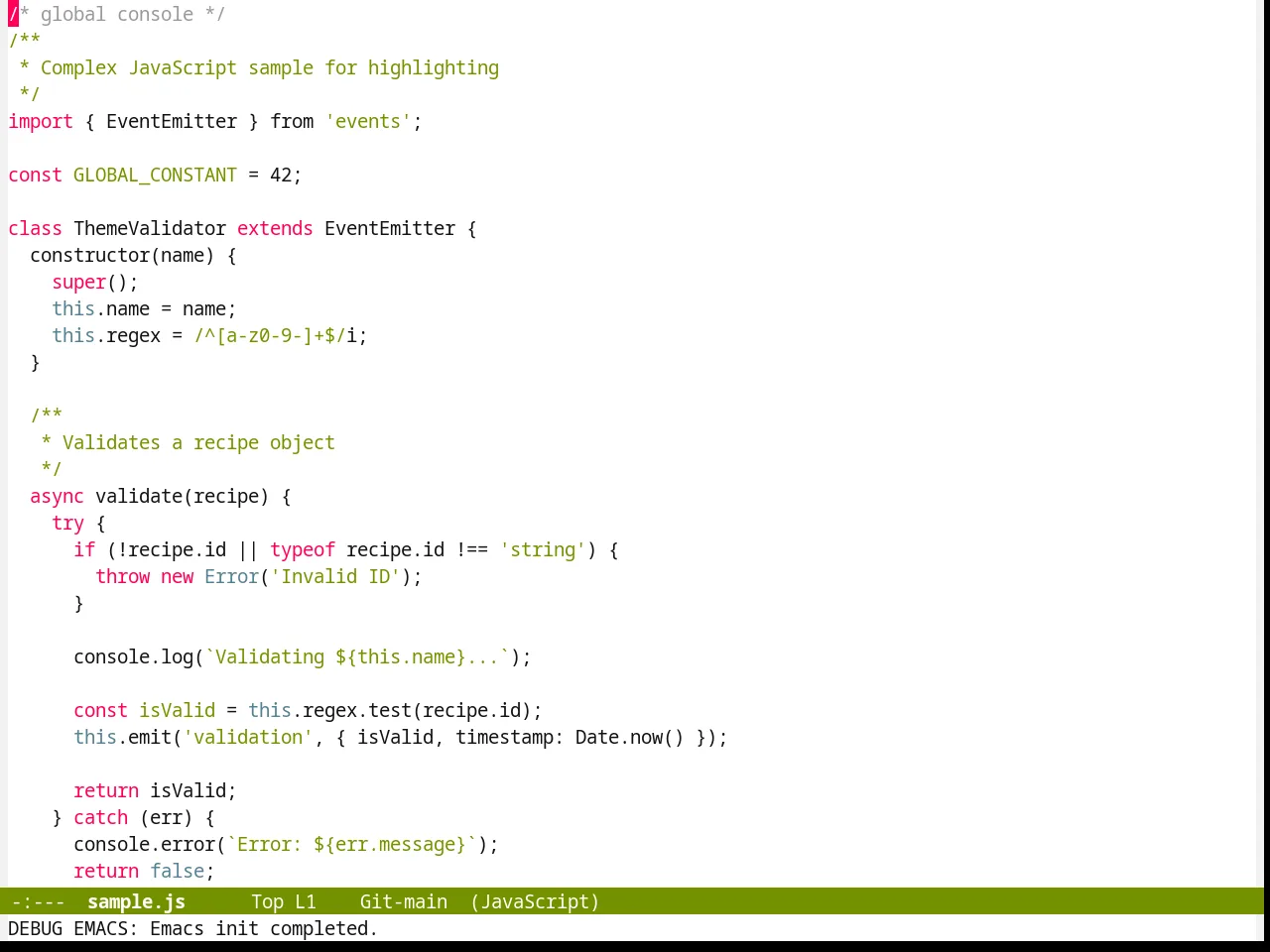 Hemisu Themes in javascript-mode