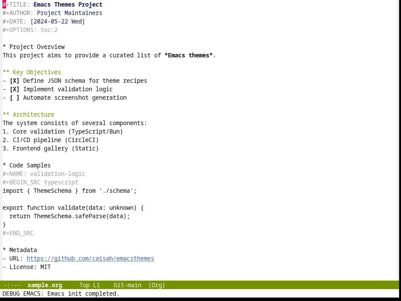 Hemisu Themes in org-mode