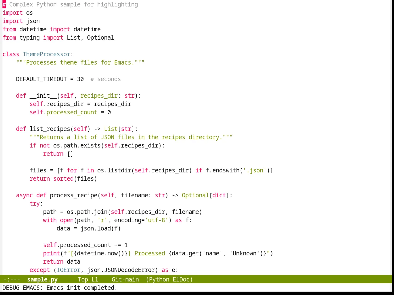 Hemisu Themes in python-mode