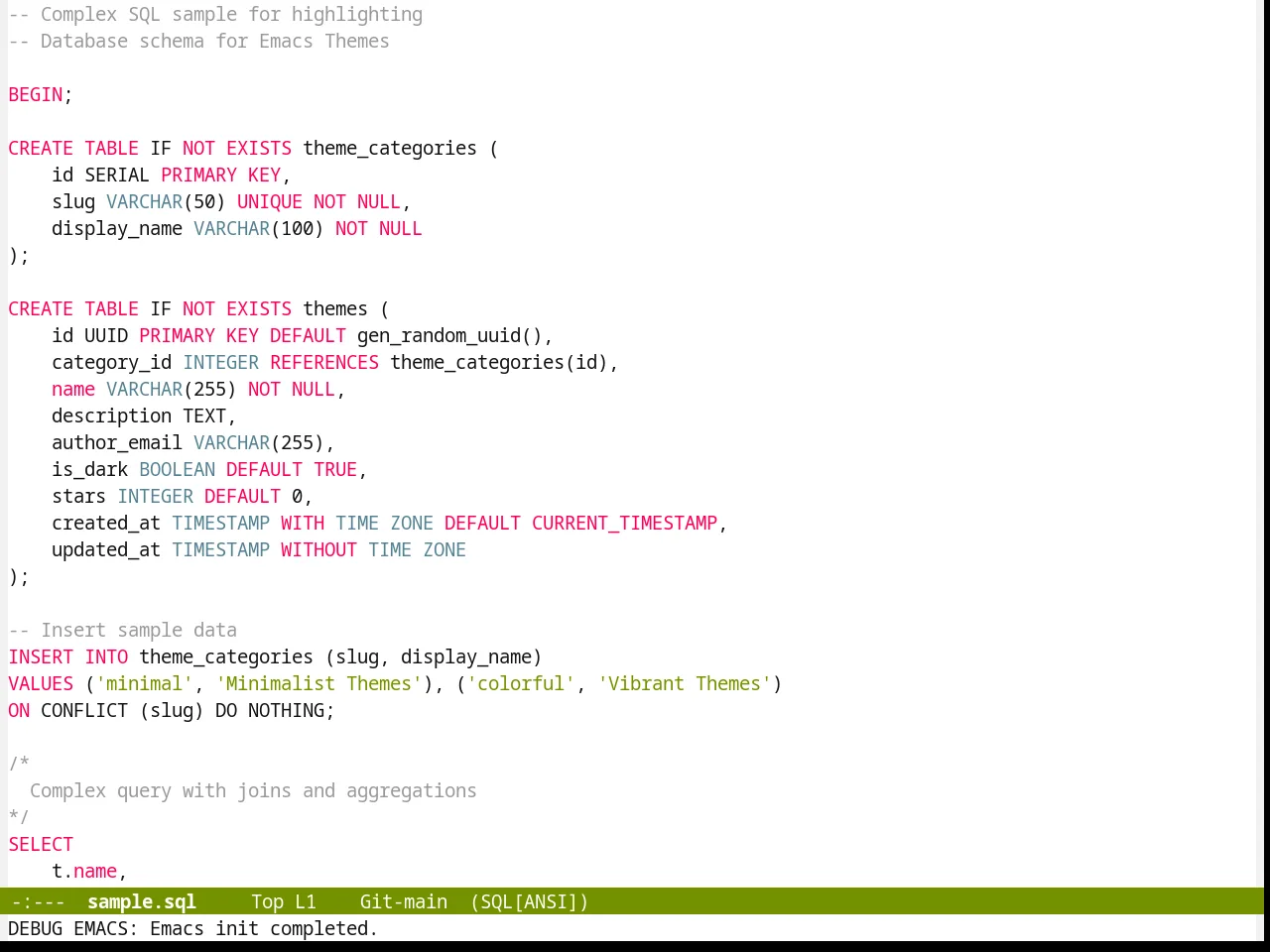 Hemisu Themes in sql-mode