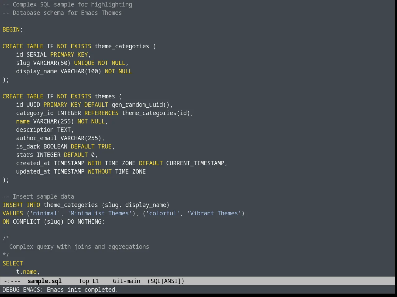 Heroku Theme in sql-mode