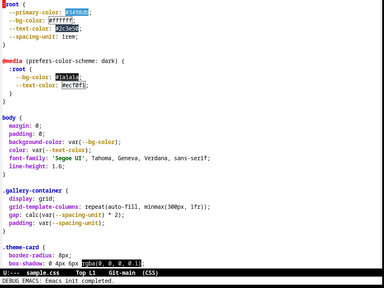High Contrast Theme in css-mode