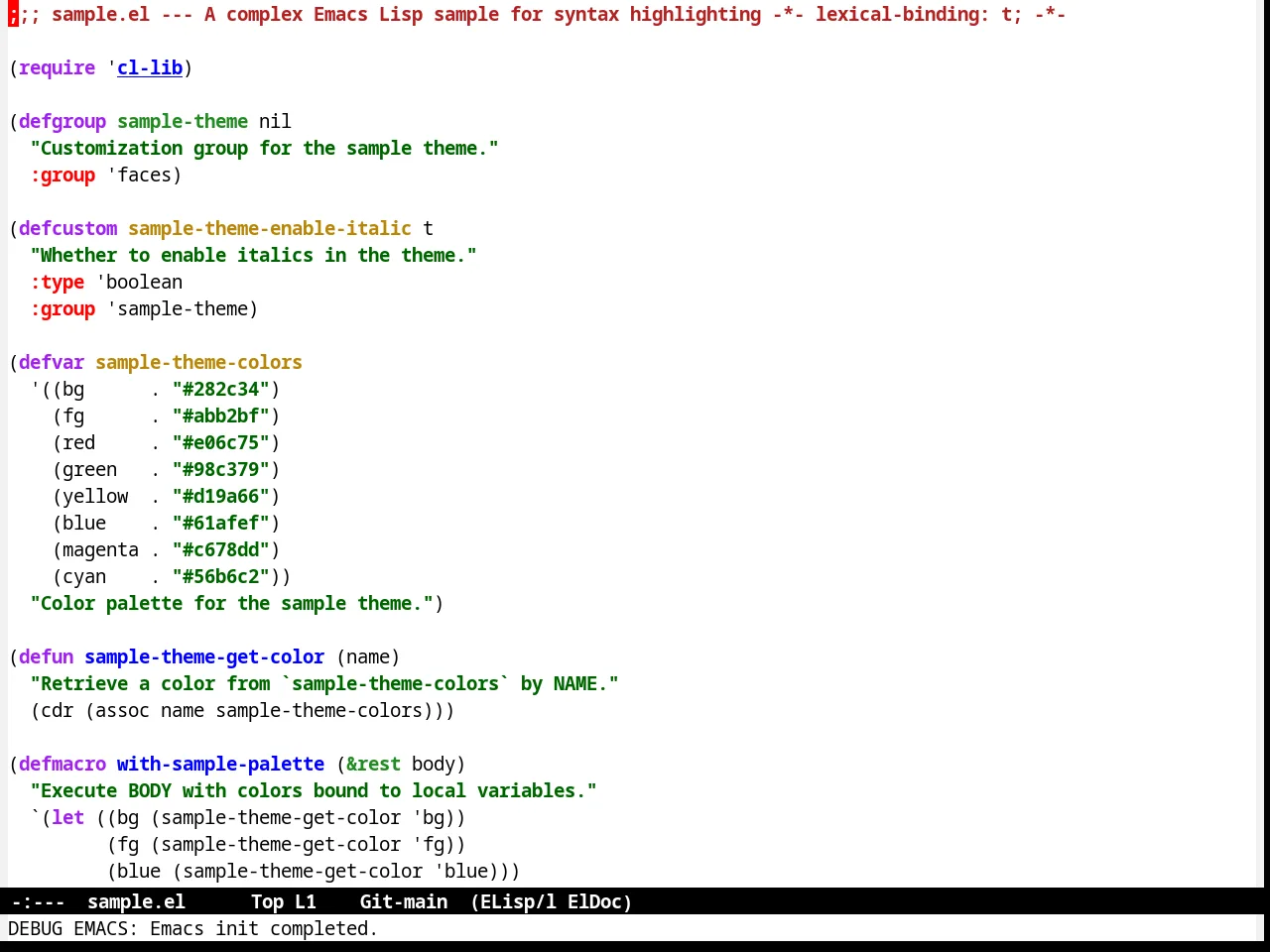 High Contrast Theme in emacs-lisp-mode
