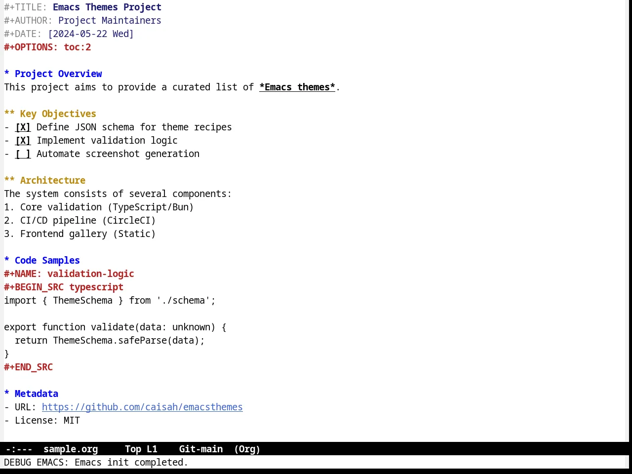 High Contrast Theme in org-mode