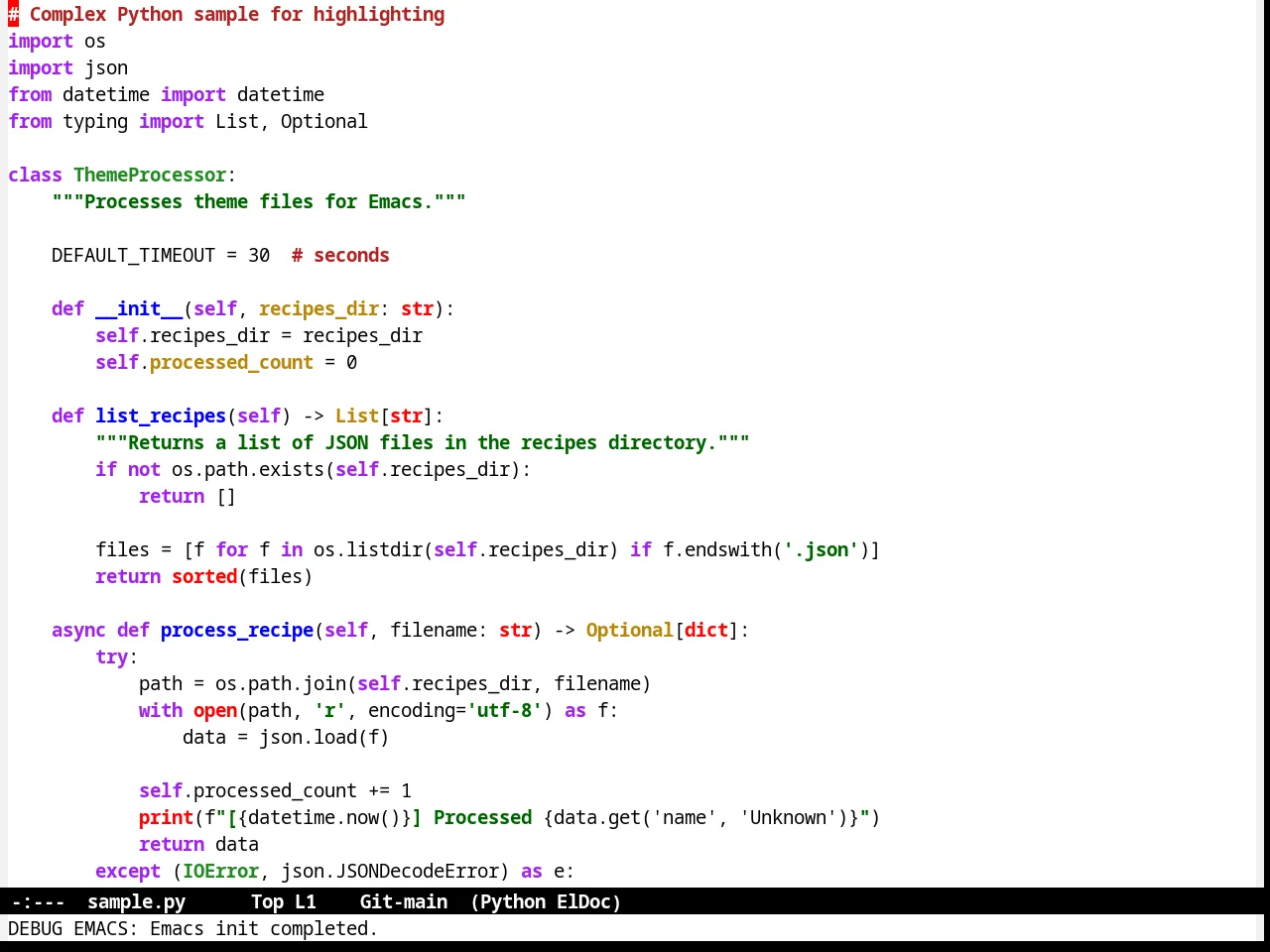 High Contrast Theme in python-mode