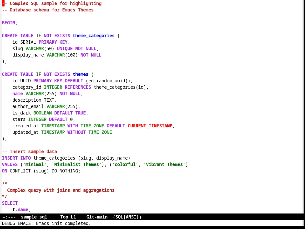 High Contrast Theme in sql-mode